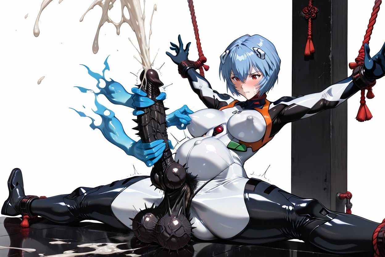 White Background, Solo, Knot Shemale AI Porn