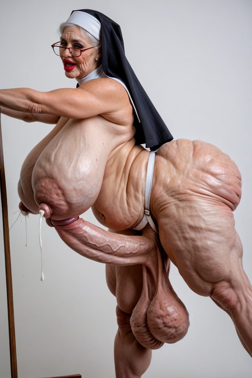 Hyper Loose Sagging Breasts, Swollen Pink Cock, Thick Reading Glasses Porno shemale IA