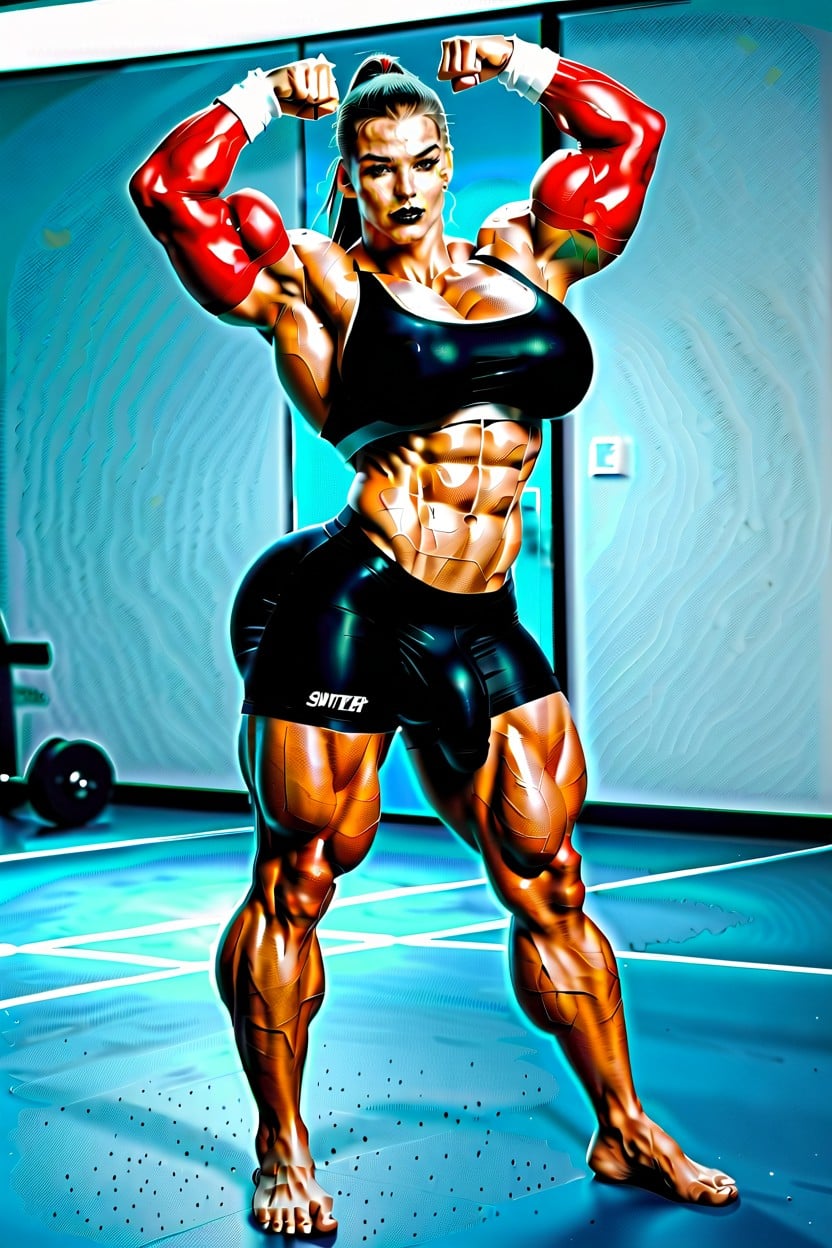 Thighs And Calves Showing, Extra Abdominals, All Of Abs Visible Shemale AI Porn