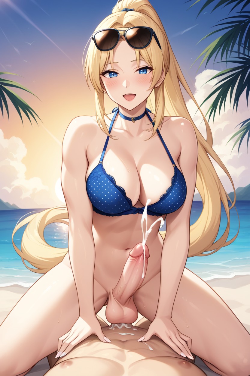 Large, Blonde Hair, Beach Shemale AI Porn