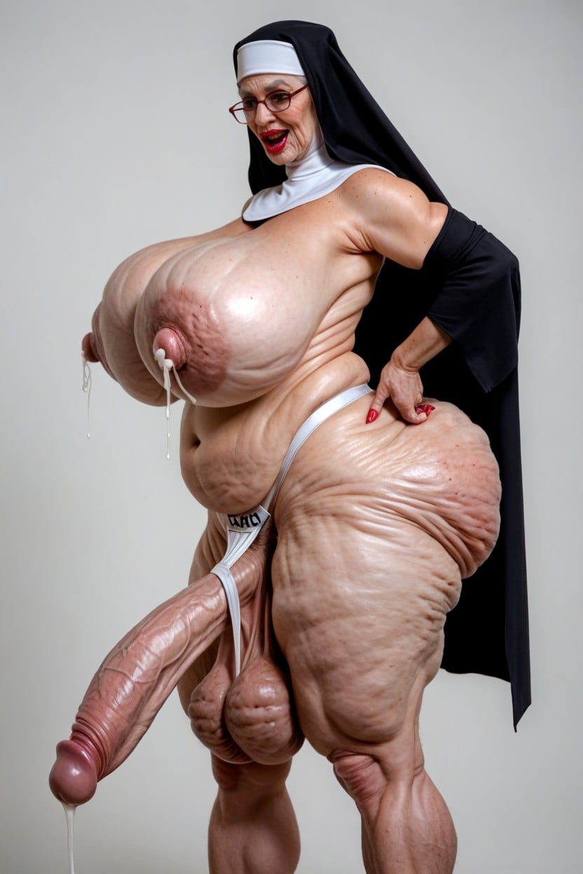 Old Lady, Parted Breasts, Wrinkled Face Porno shemale IA