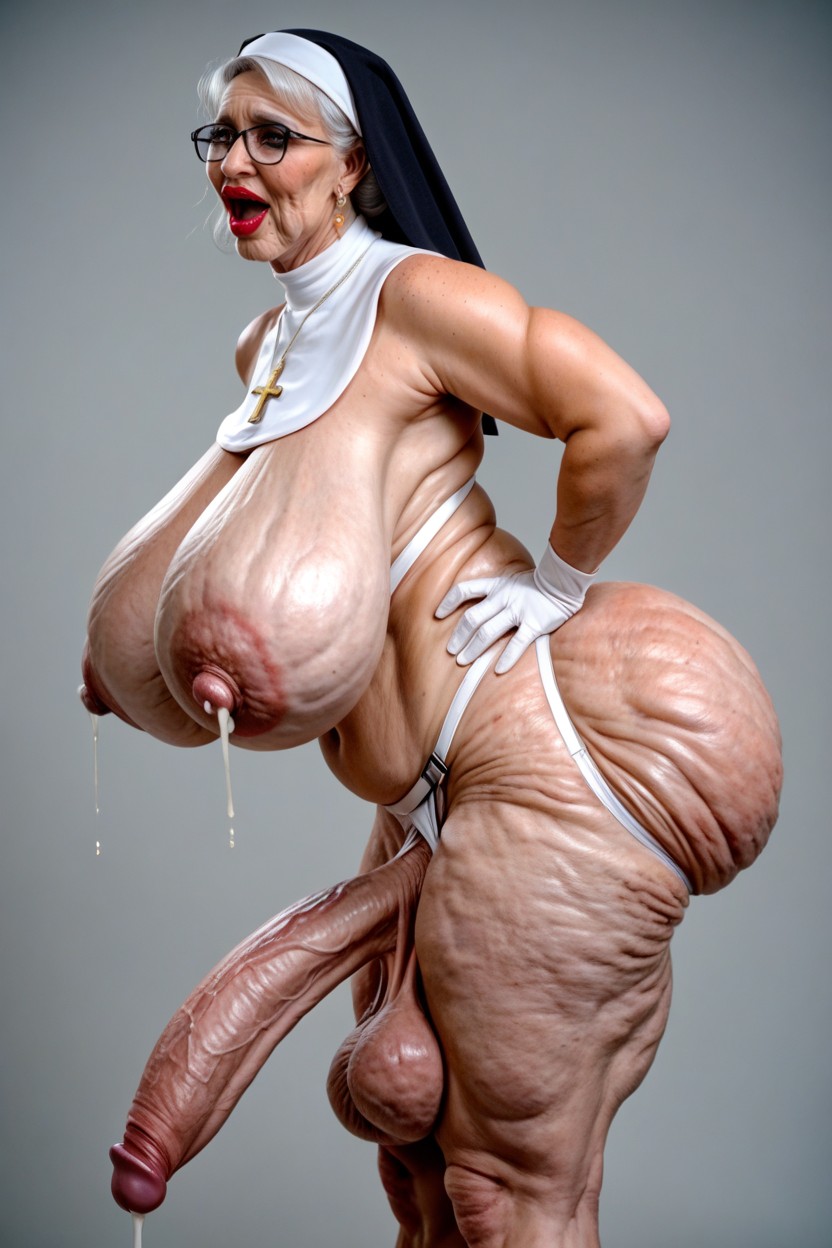 Hyper Saggy Balls, Wrinkles On Thighs, Bimbo Shemale AI Porn