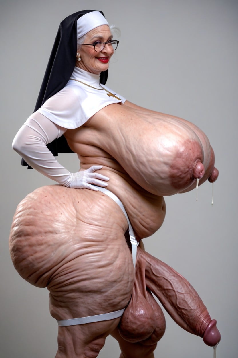 Extremely Large Ass, Swollen Pink Cock, Cellulite Breasts Shemale AI Porn