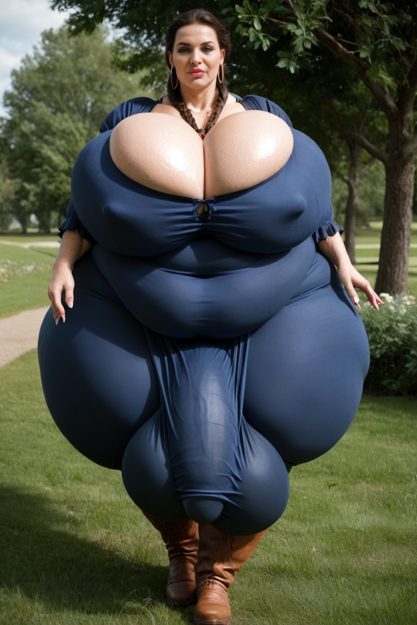 Extremely Large Ass, Hyper Wide Hips, Breasts Bulge Are Too Massive Shemale AI Porn