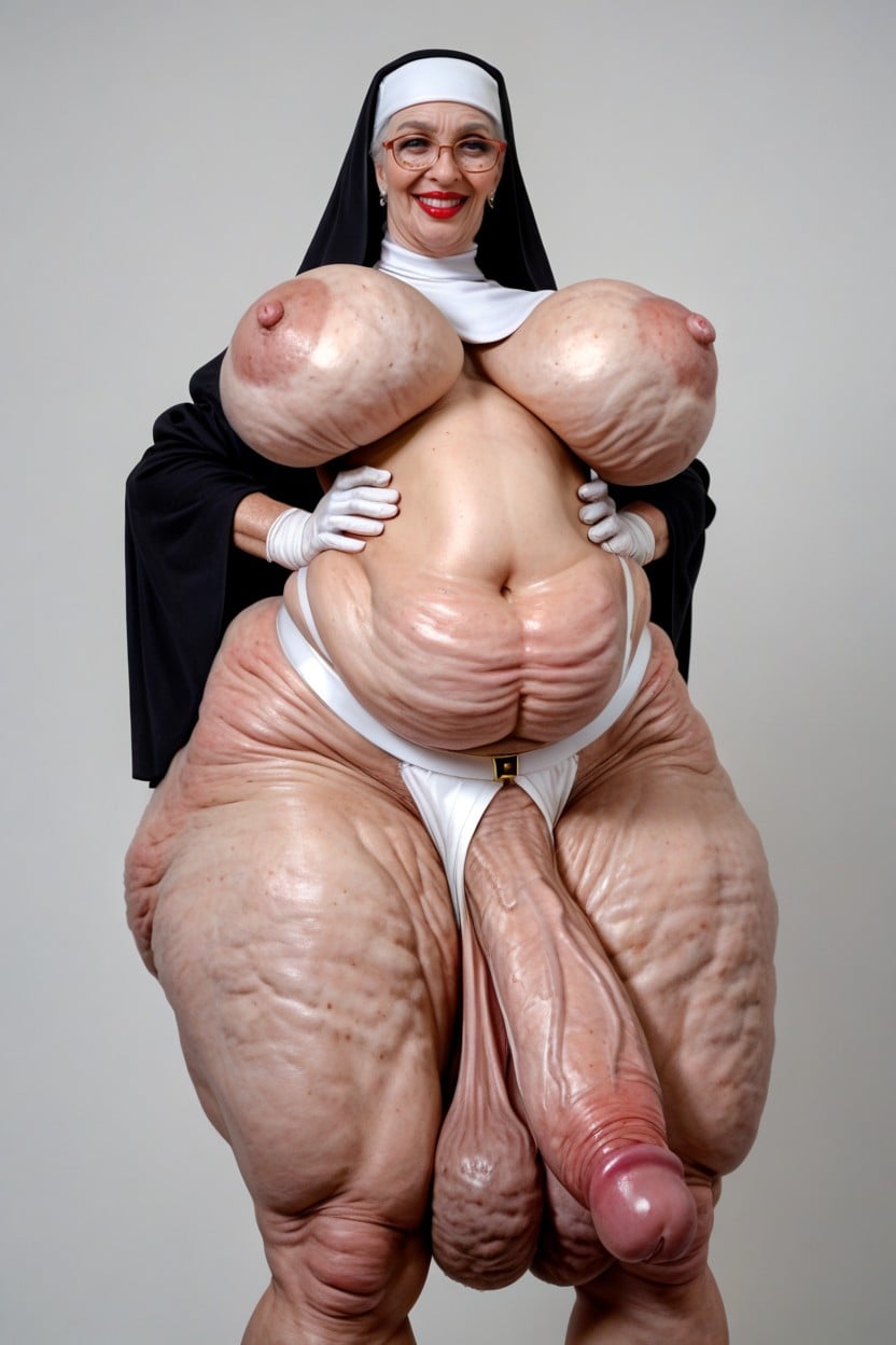 Fat Back, Smirk, Wrinkles On Legs Shemale AI Porn
