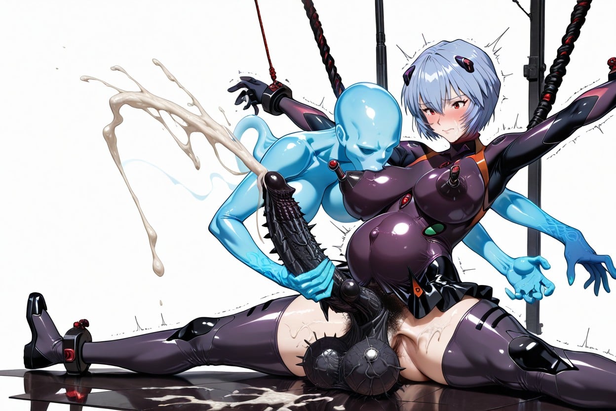 Futanari, Restrained Horizontally, Squirting Milk From Breasts Shemale AI Porn