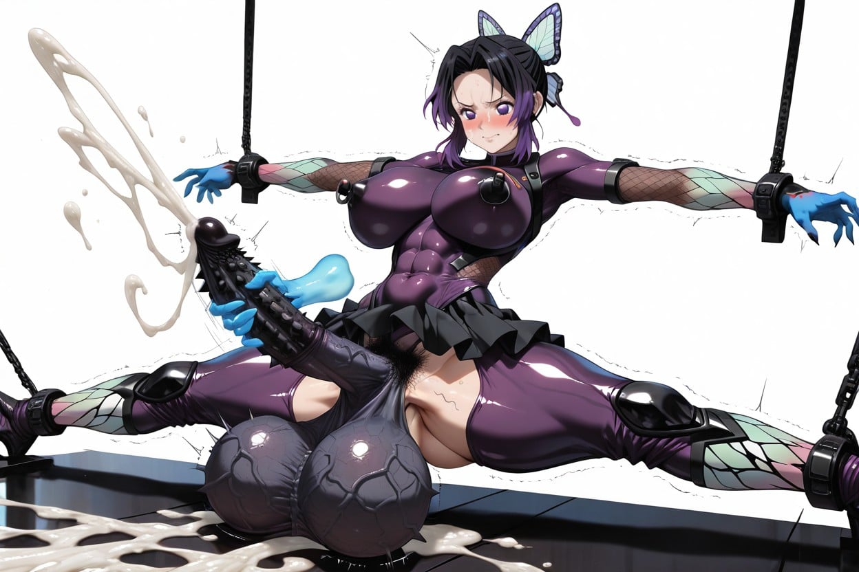 Spines Horsecock, Restrained Horizontally, Oversized Hyper Gigantic Balls Hang The Floor Shemale AI Porn