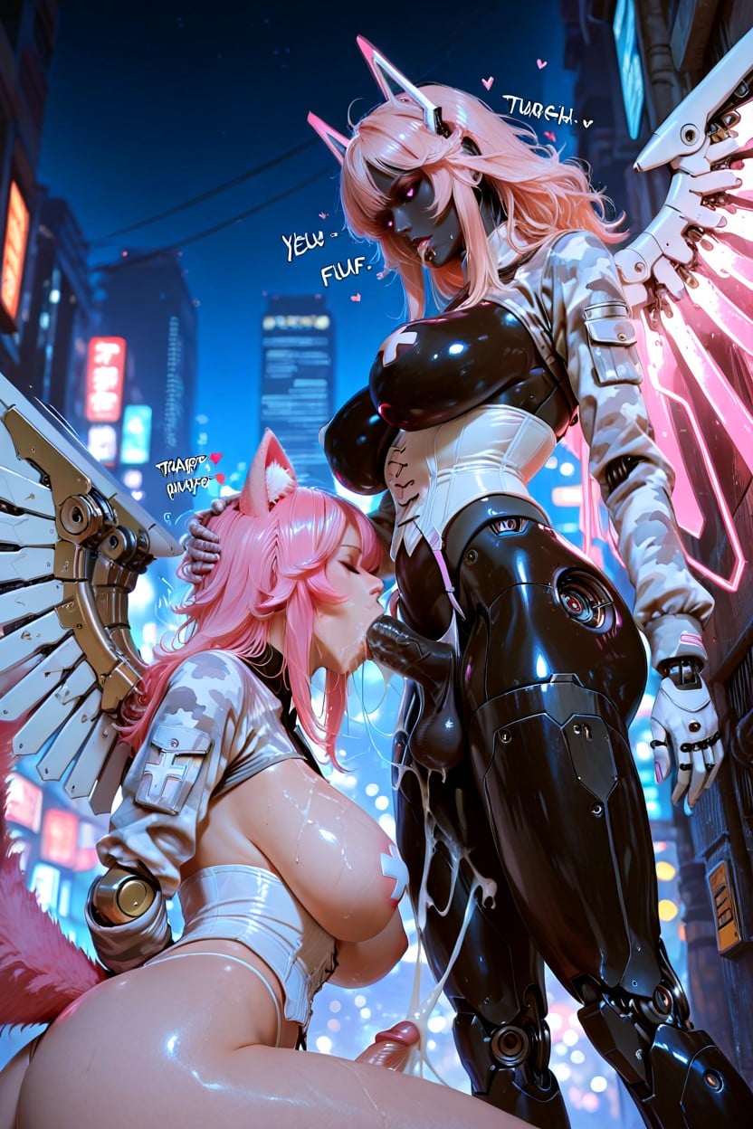 City Street, Cropped Hair With Long Sidelocks, Nighttime Shemale AI Porn