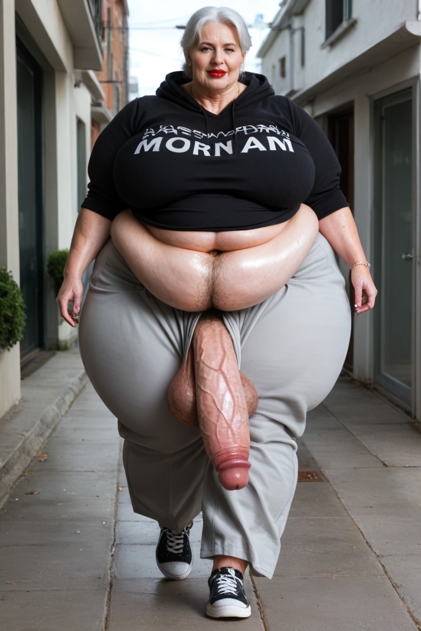Massive Breast, Plump Lips, Walking On The Sidewalk Shemale AI Porn