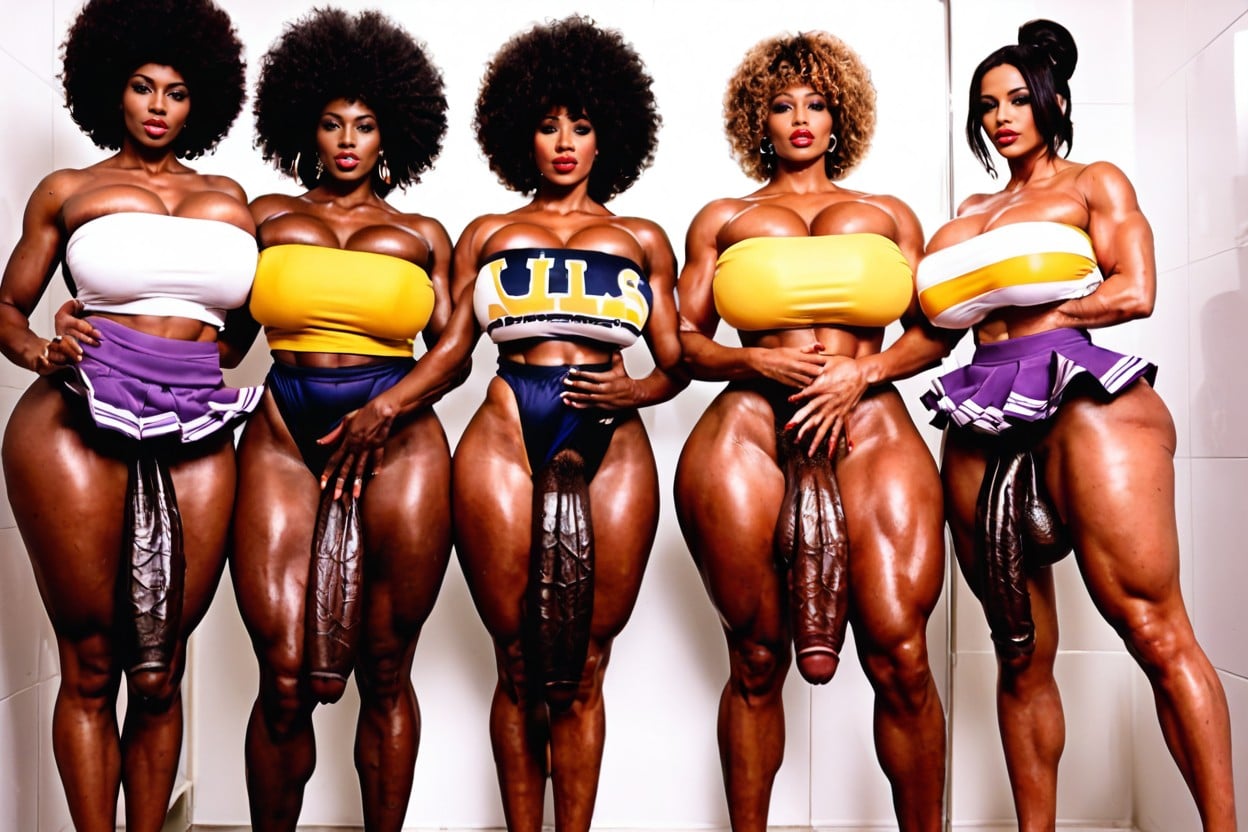 Correct Anatomy, Black Hair, Cheerleader Shemale AI Porn