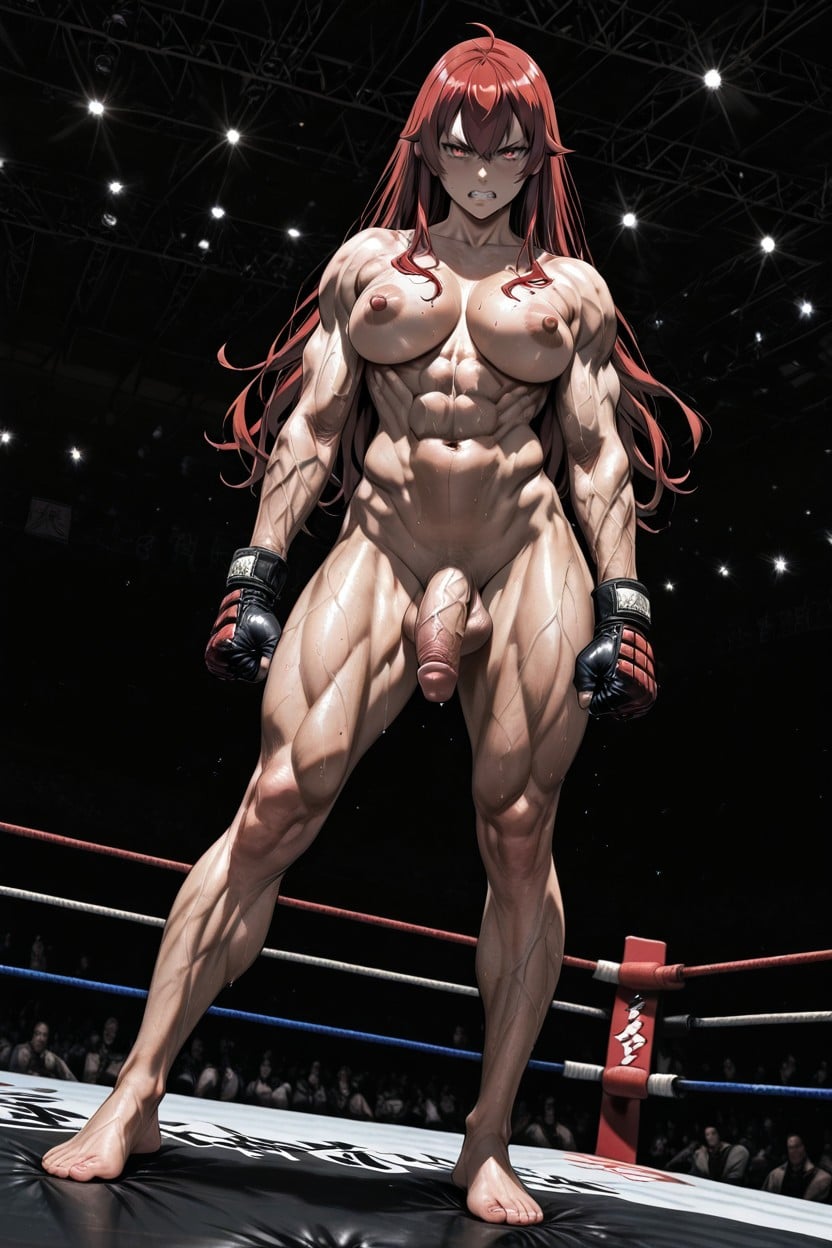 Full Body, Rounded Breast, Glaring At Viewer Shemale AI Porn