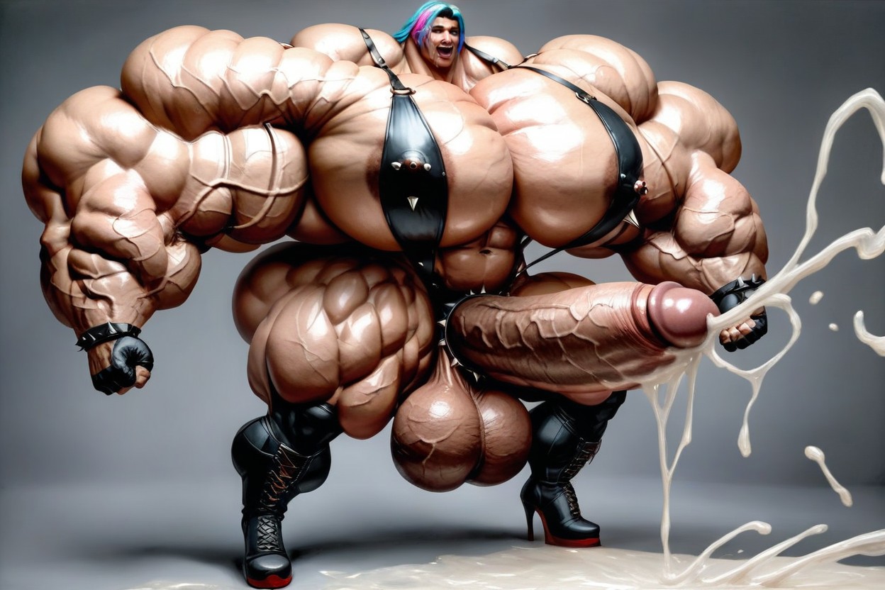 Gigantic Massive Body With Reduced Head Size, Futa Only, Thick Muscular Neck Shemale AI Porn