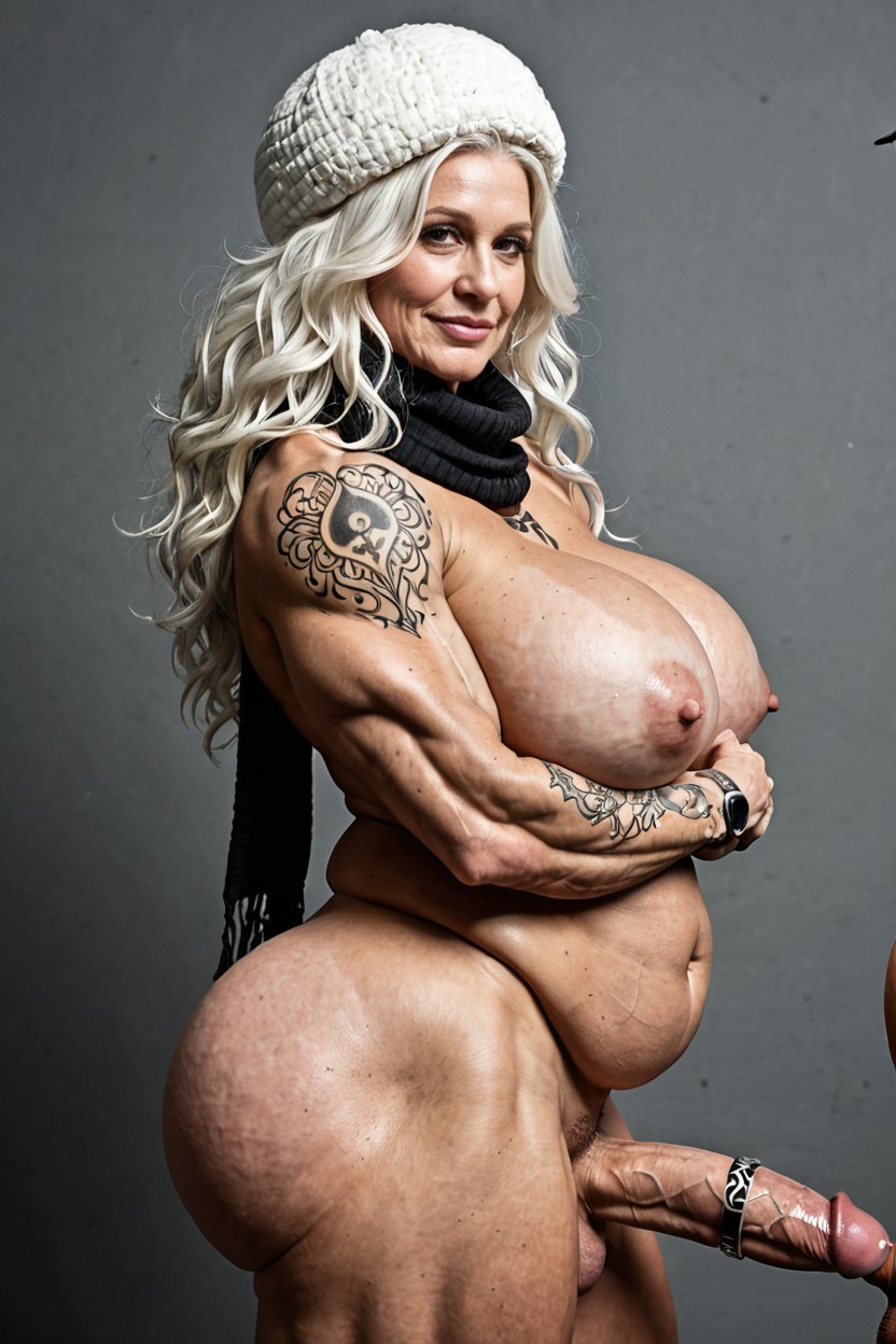 Standing, Arm Tattoos, Big Hair Style Shemale AI Porn