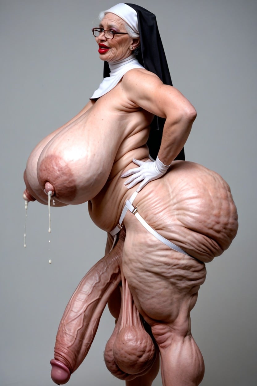 Shocked, Hyper Curvy, Shoulders Back Shemale AI Porn