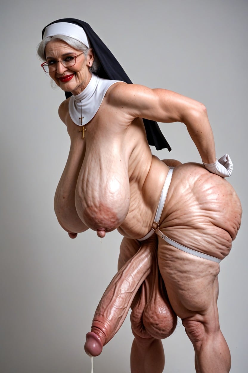 Flabby Wrinkly Arms, Wrinkled Skin, Extremely Veiny Breasts Shemale AI Porn