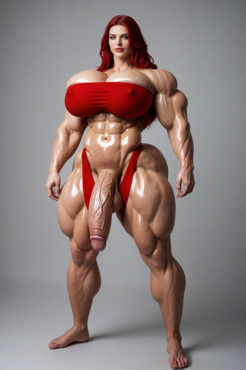 Washboard Abs, Extremely Wide Shoulders, Giant Body Shemale AI Porn