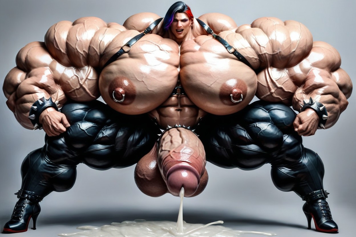 Jeweled Pierced Nipples, Gigantic Serratus Anterior, Giantess Futanari Shemale AI Porn