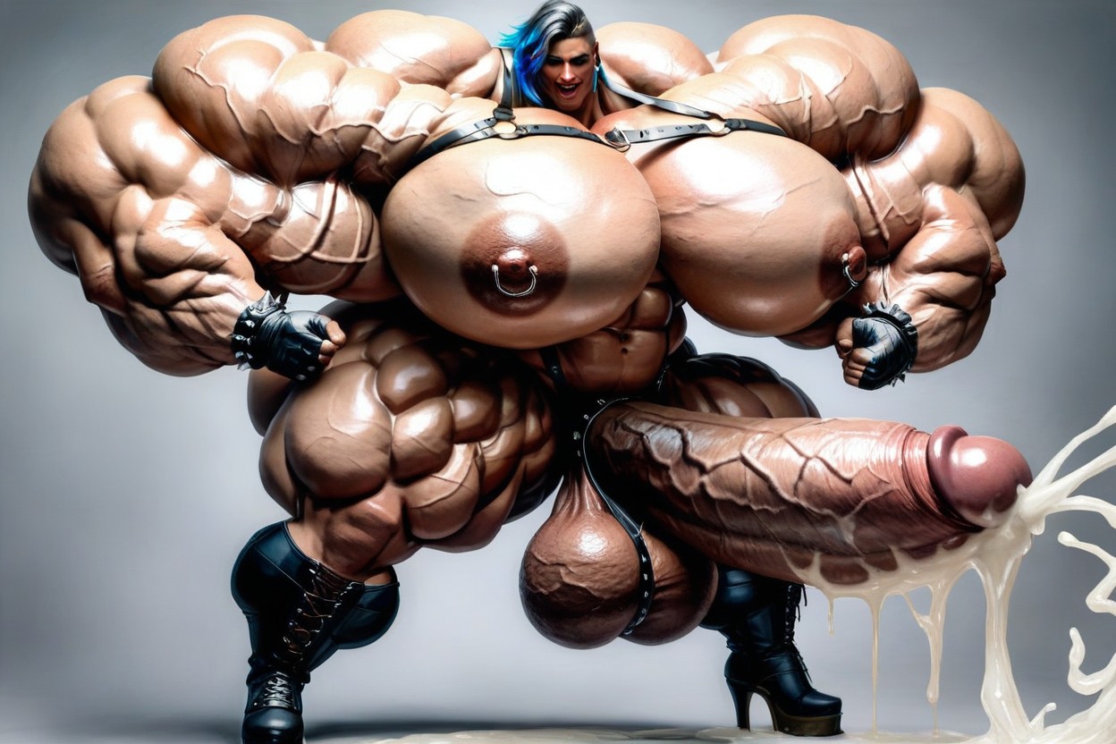 Gigantic Serratus Anterior, Hyper Veiny Claves, Gigantic Latissimus Dorsi Shemale AI Porn