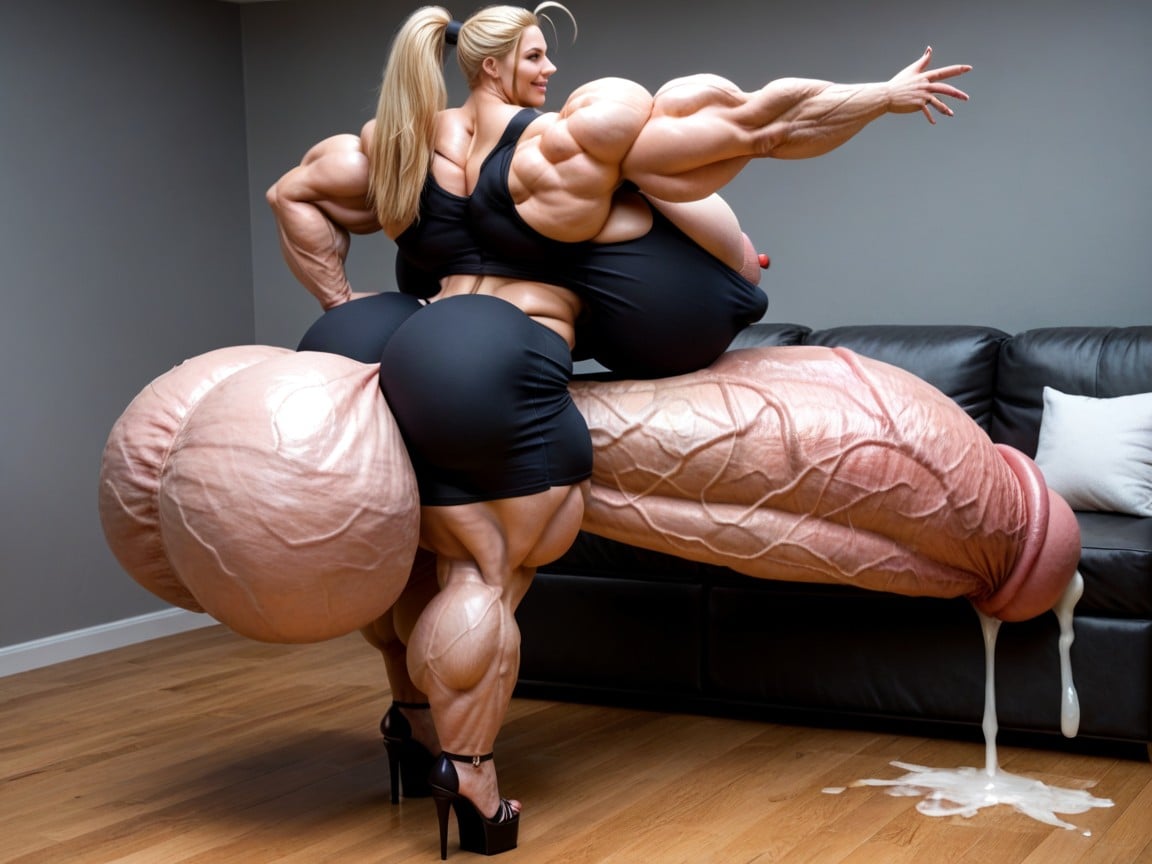 Saggy Balls, Erect Nipples, Full Body Shemale AI Porn