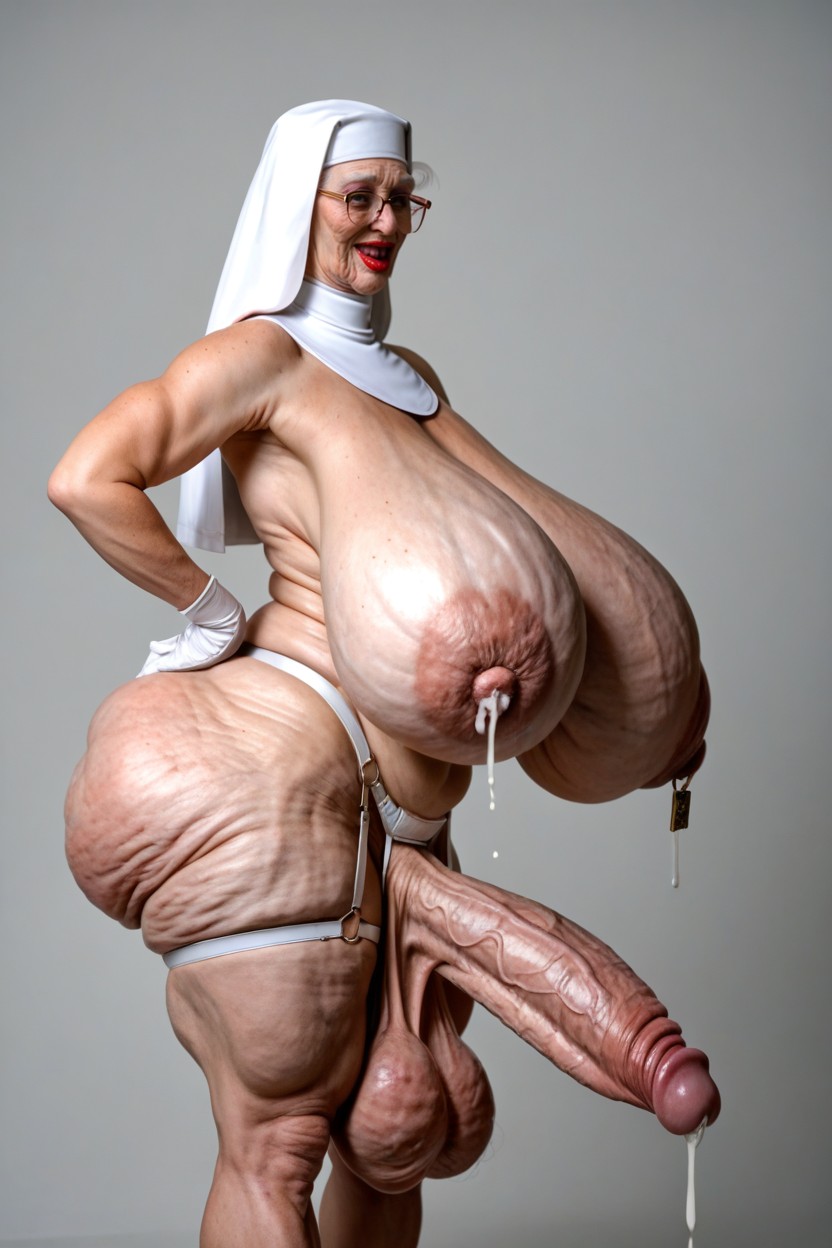Extremely Large Ass, Belly Bulge, Wrinkled Face Shemale AI Porn