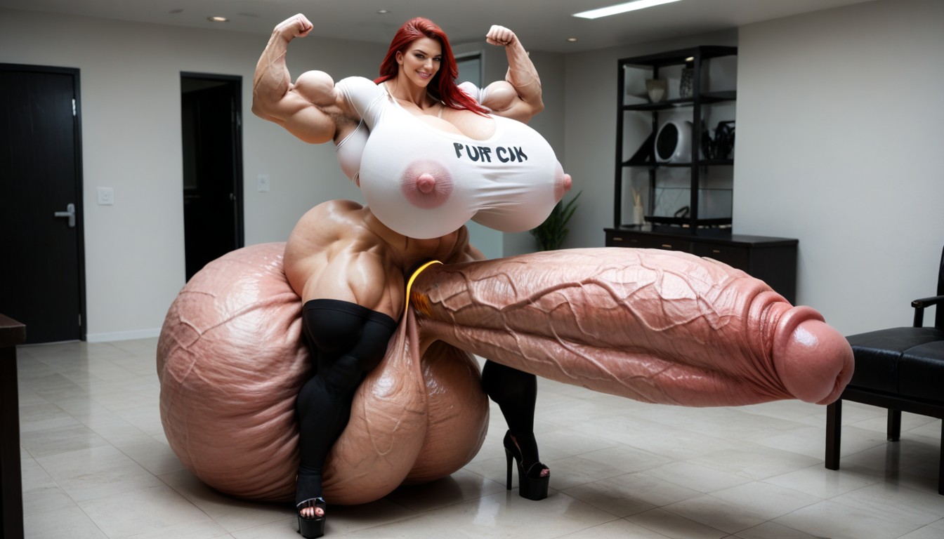 Cock Impossibly Long, Wide Hips, Hyper Huge Muscles Shemale AI Porn