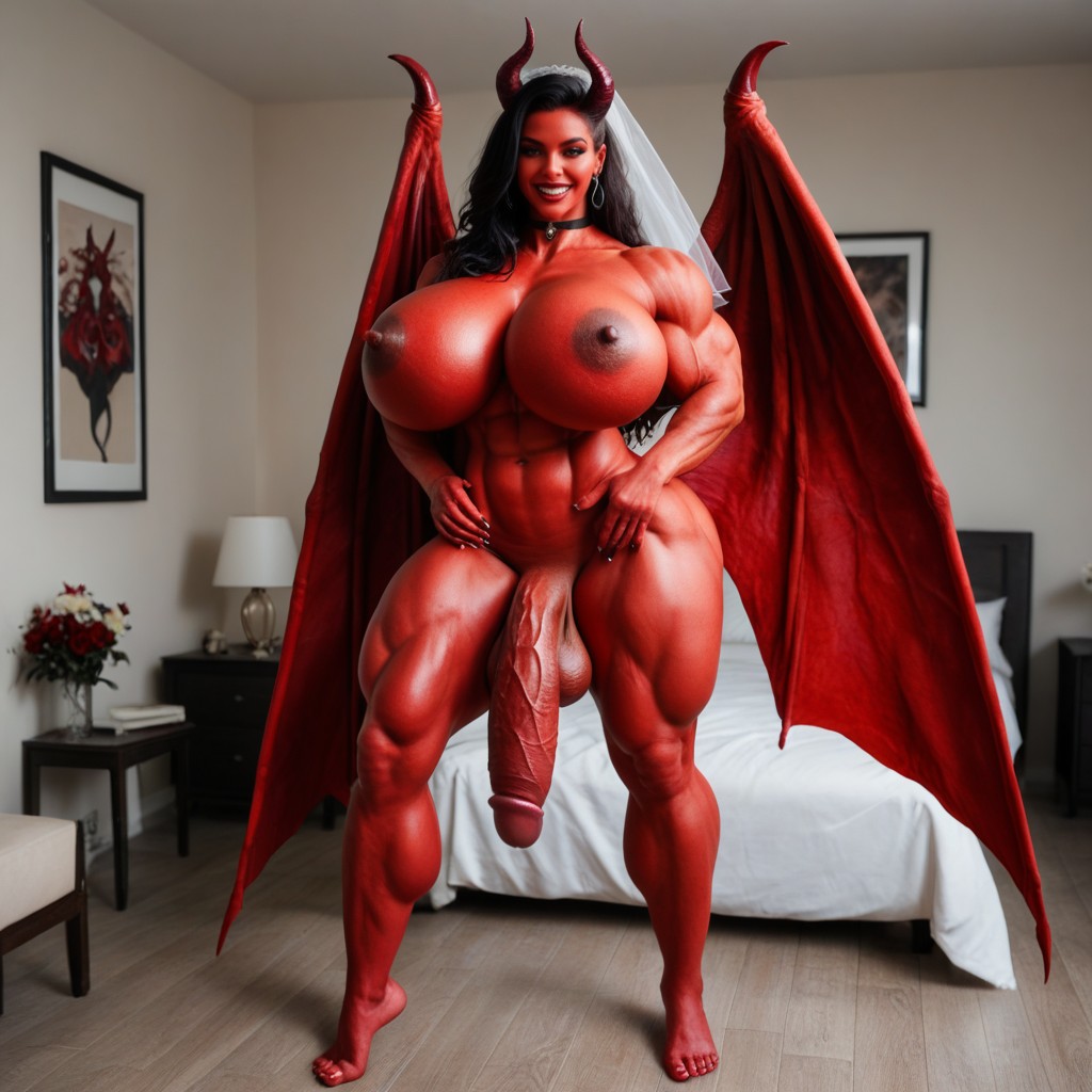 Choker, Devil, Wings Shemale AI Porn