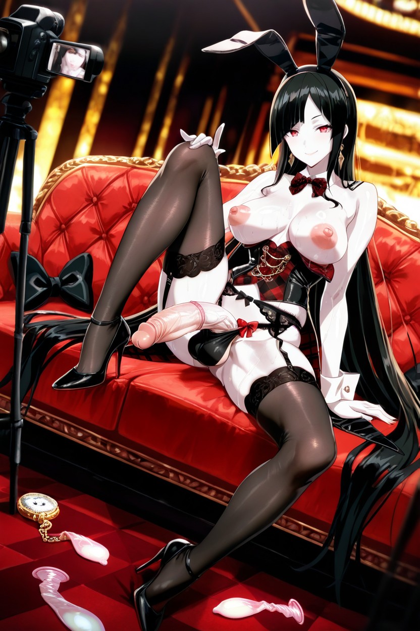 Wearing Luxury Black High Heels, Closed Mouth, Detailed Shemale AI Porn