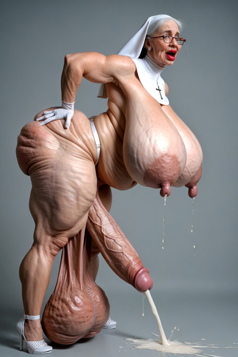Cellulite On Breasts, White Latex Gloves, Freckles Shemale AI Porn