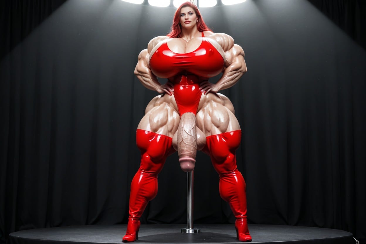 Gigantic Muscle Delts, Gigantic Muscle, Thigh Highe Latex Boots Shemale AI Porn