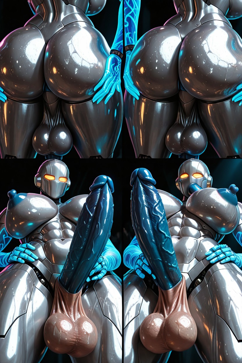 Multiple Views, Hyper Saggy Balls, Multi Penis Shemale AI Porn
