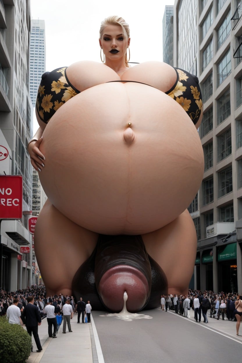 Hyper Cleavage, Three Women With A Futanari Super Model, Extra Gigantic Pregnant Belly Shemale AI Porn
