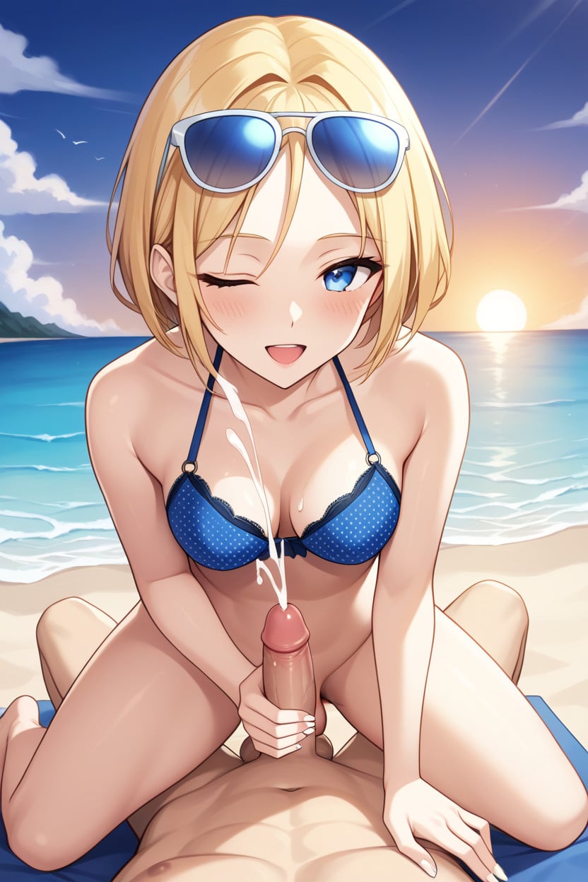 Anal Sex, Sunset, Kneeling Shemale AI Porn