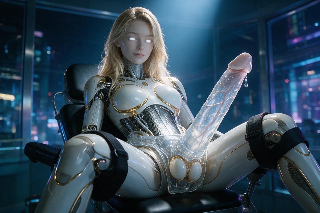 Curvy Cybernetic Robot, Transparent Anus, Cyberpunk Shemale AI Porn