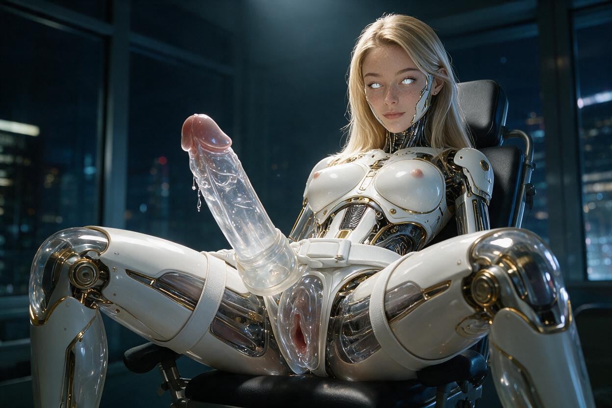 Small Breasts, Sitting Restrained In A Examination Gyneological Chair, Robot Body Shemale AI Porn