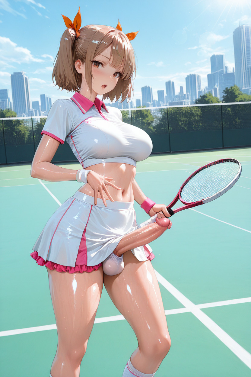 Detailed, Side View, Natural Breasts Shemale AI Porn