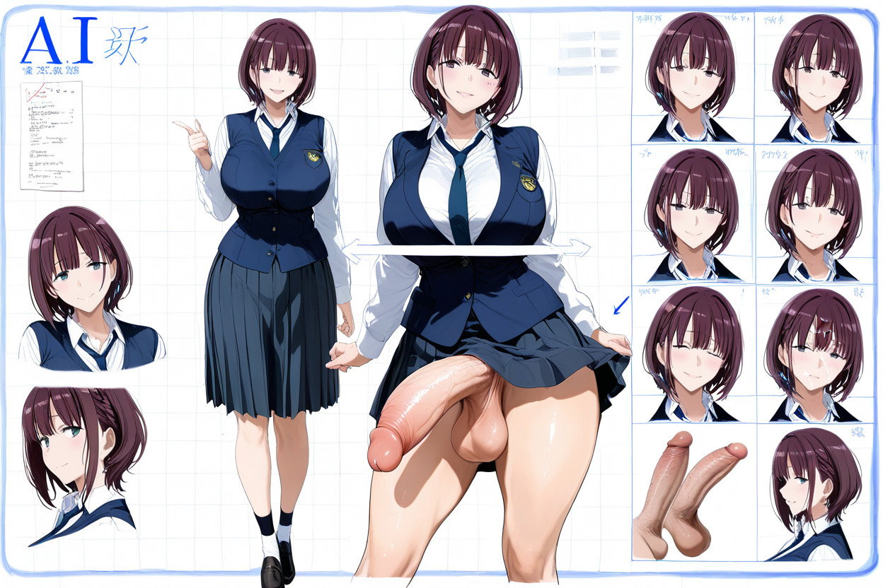 Notes, Model Sheet, High Information Density Layout Shemale AI Porn
