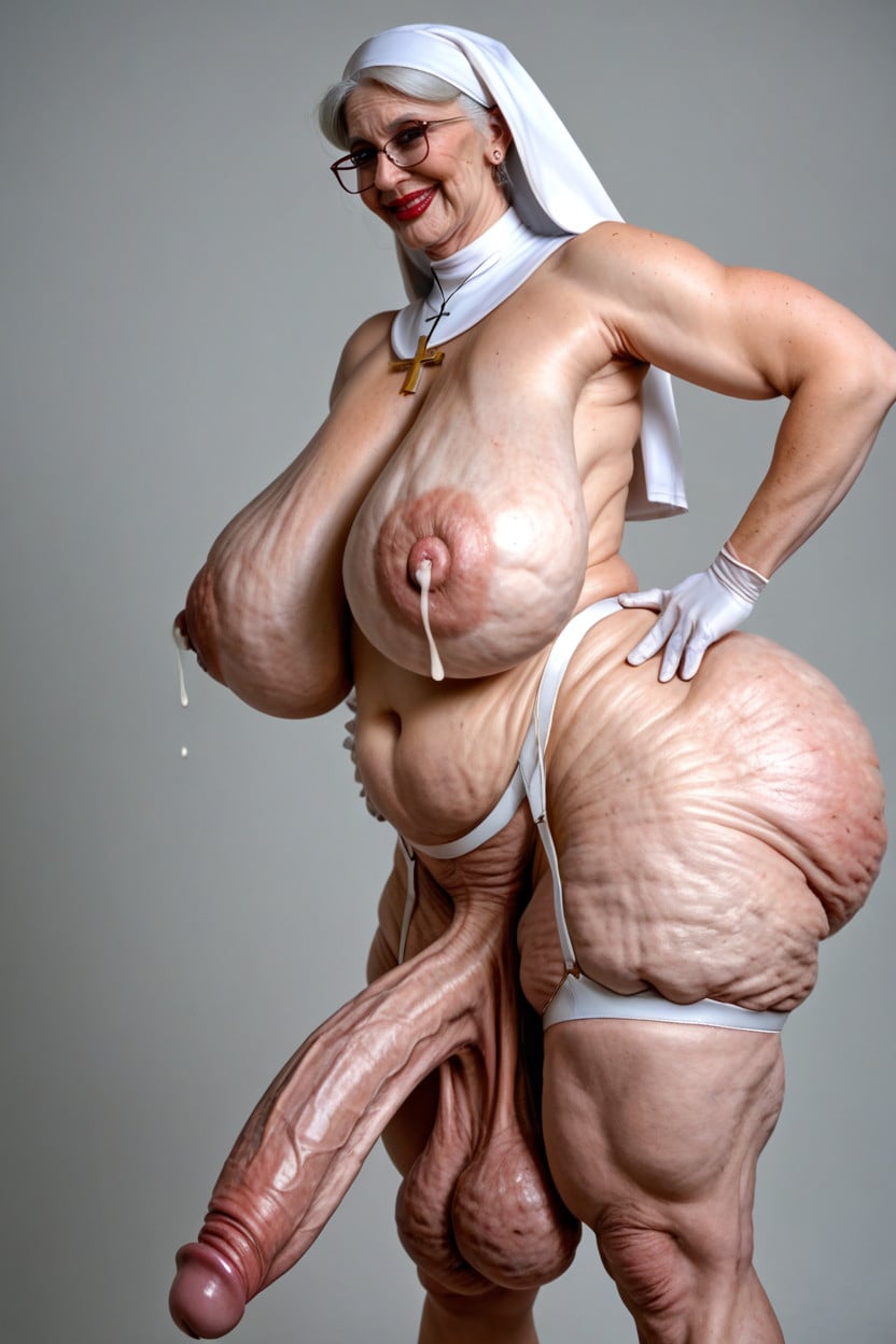 Veiny Forearms, Heavy Balls, Swollen Pink Cock Shemale AI Porn
