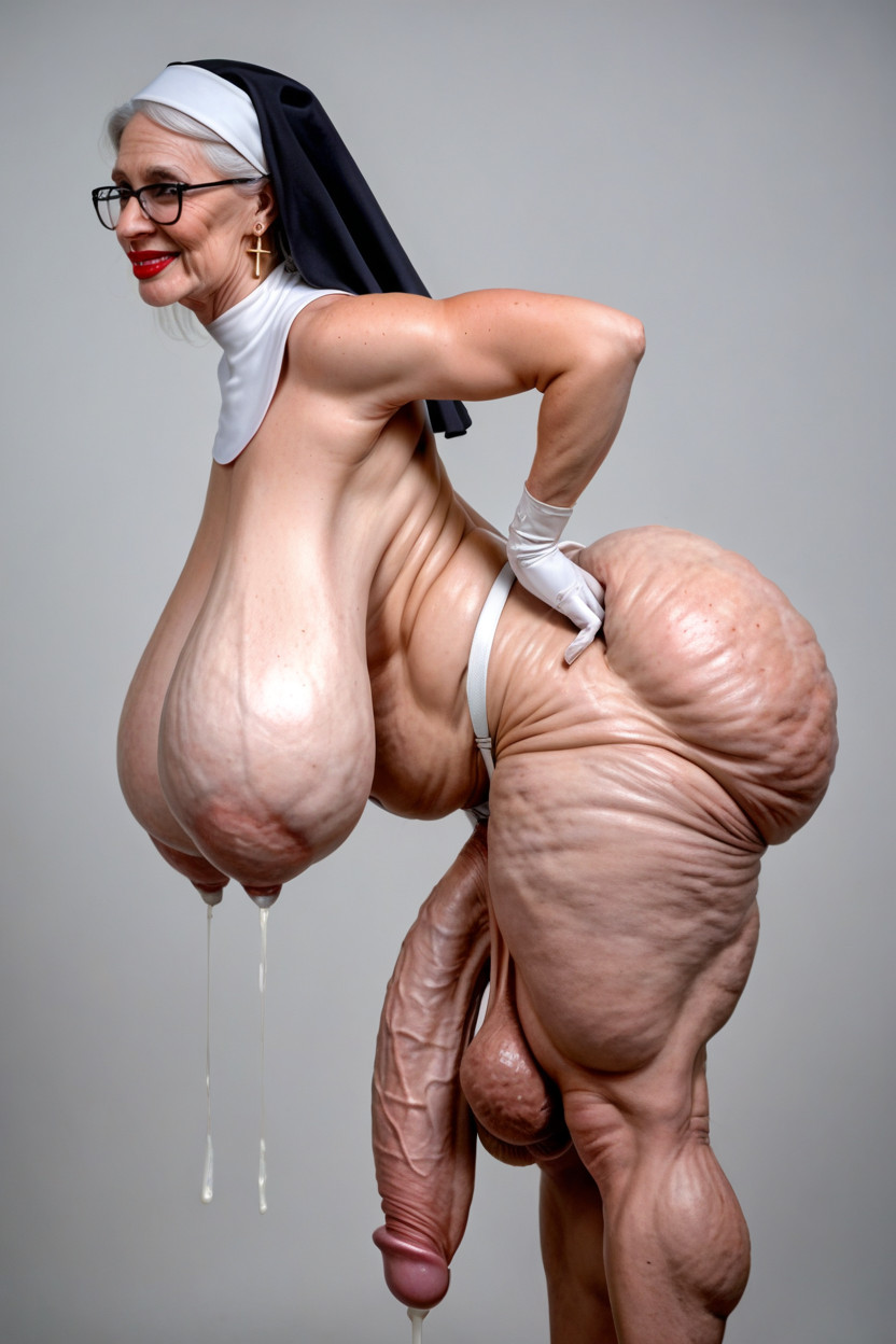 Simple Background, Side View, Saggy Ass Shemale AI Porn