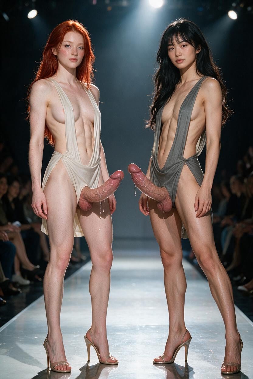 Long Voluptuous Hair, Impossible Waist, Prominent Glans Shemale AI Porn