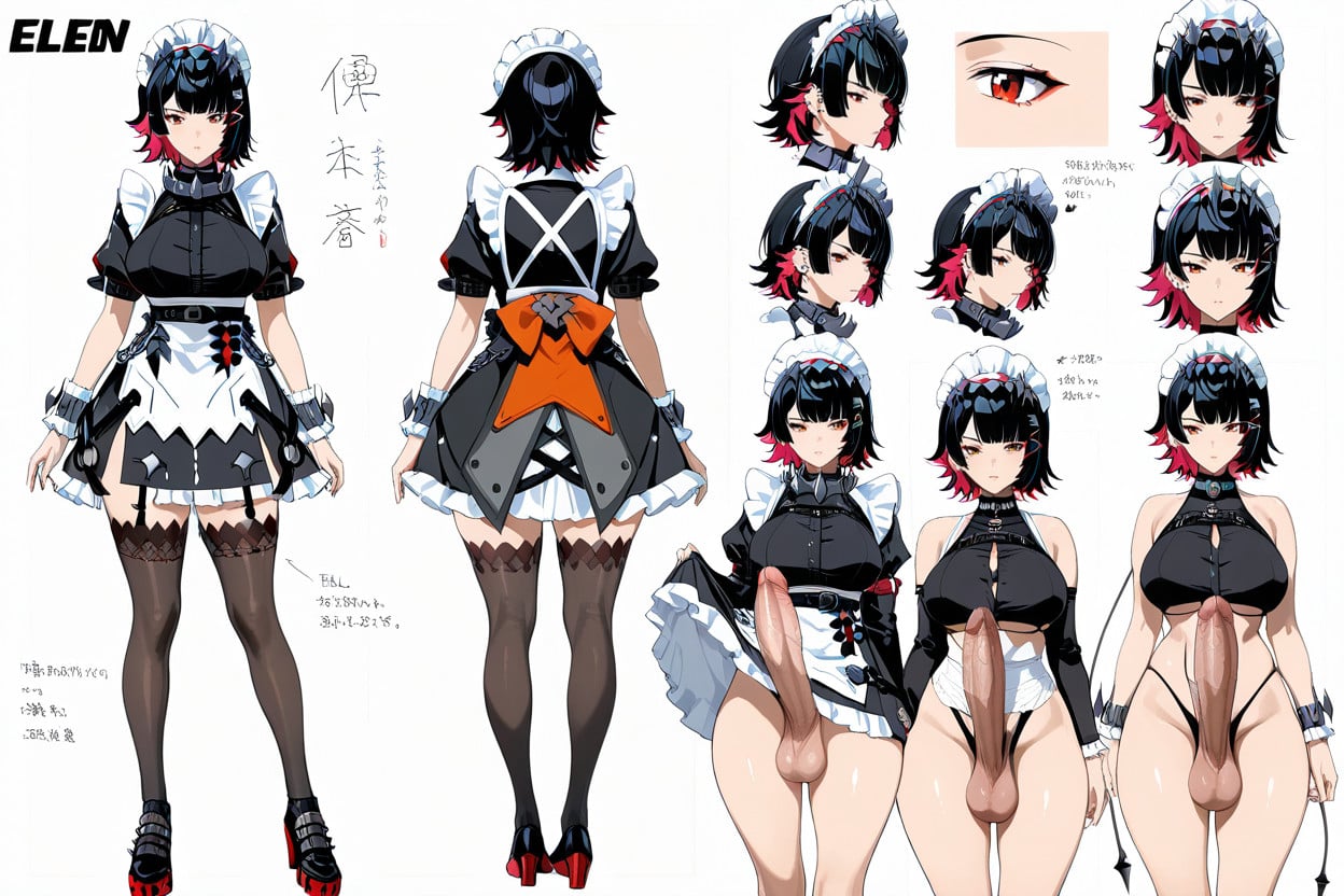 Multiple Views, Side View, Photoreal Shemale AI Porn