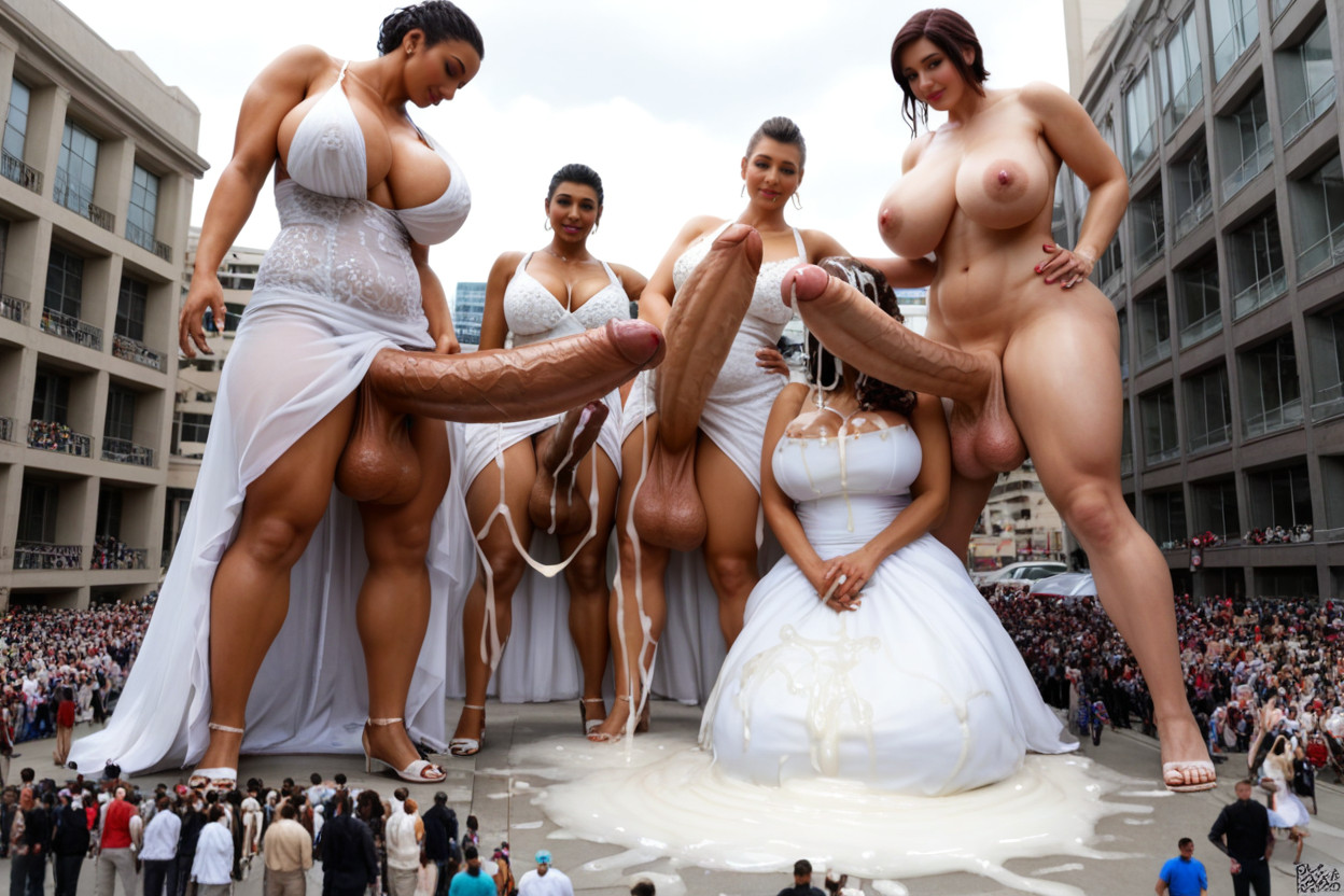 Large Cock, Lifting Dress, Taller Than Buildings Shemale AI Porn