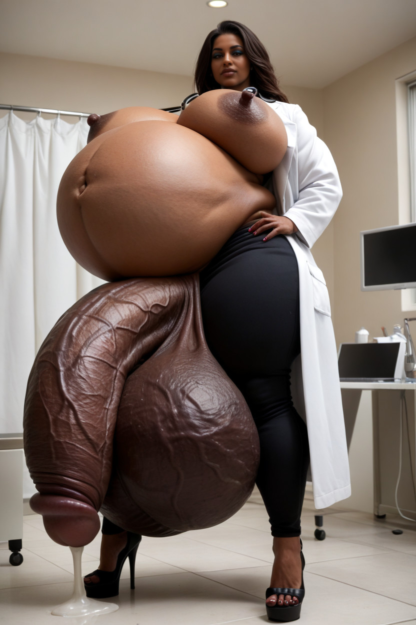Low Hanging Balls, Leaking Cum, Chubby Shemale AI Porn