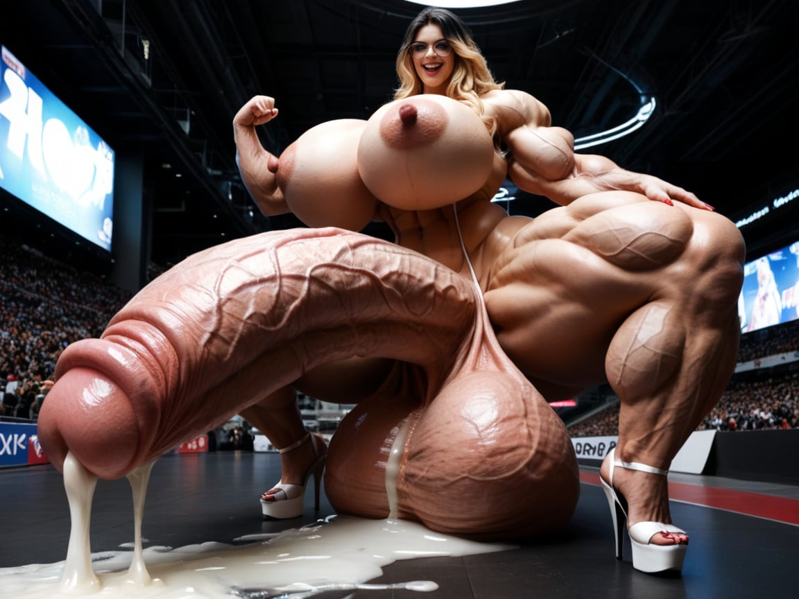 Blonde Hair, Flexing, Huge Hyper Ass Shemale AI Porn