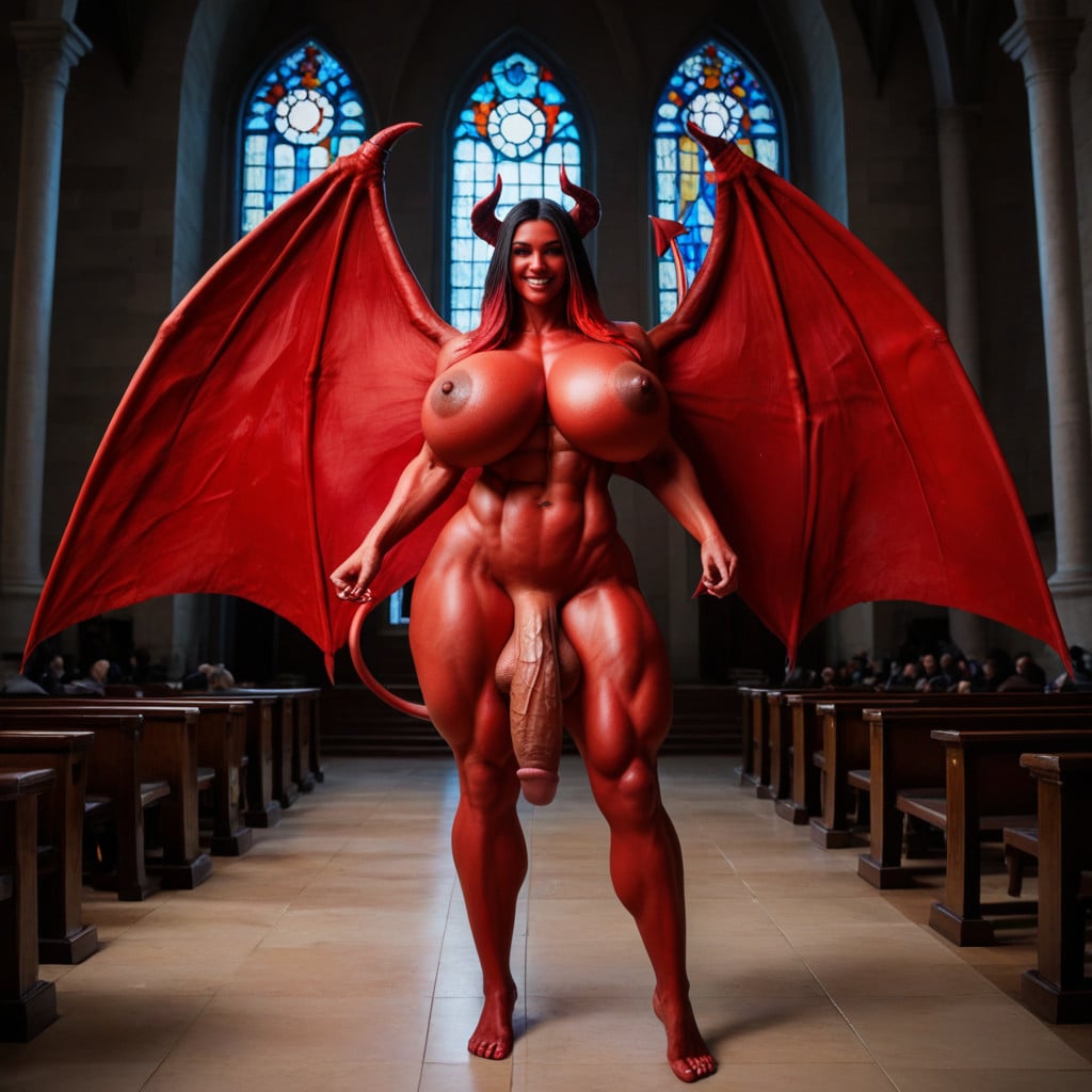 Massive Breasts, Red Big Wings, American Shemale AI Porn