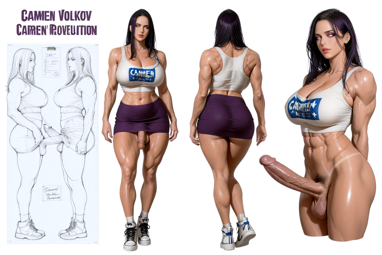Mamimi Art Style, Obliques, White Form-fitting Cami Shemale AI Porn