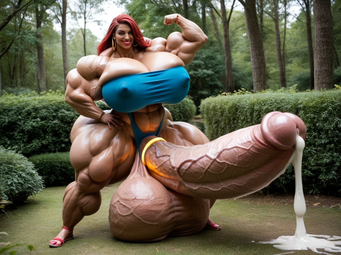 Extremely Long Cock, Dumptruck Butt, Hyper Gigantic Testicles Shemale AI Porn