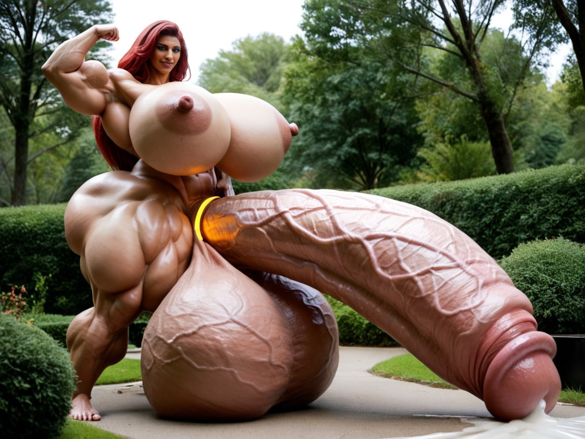 Balls Impossibly Big, Impossibly Gigantic Girthy Penis, Absurdly Oversized Veiny Futanari Cock Shemale AI Porn
