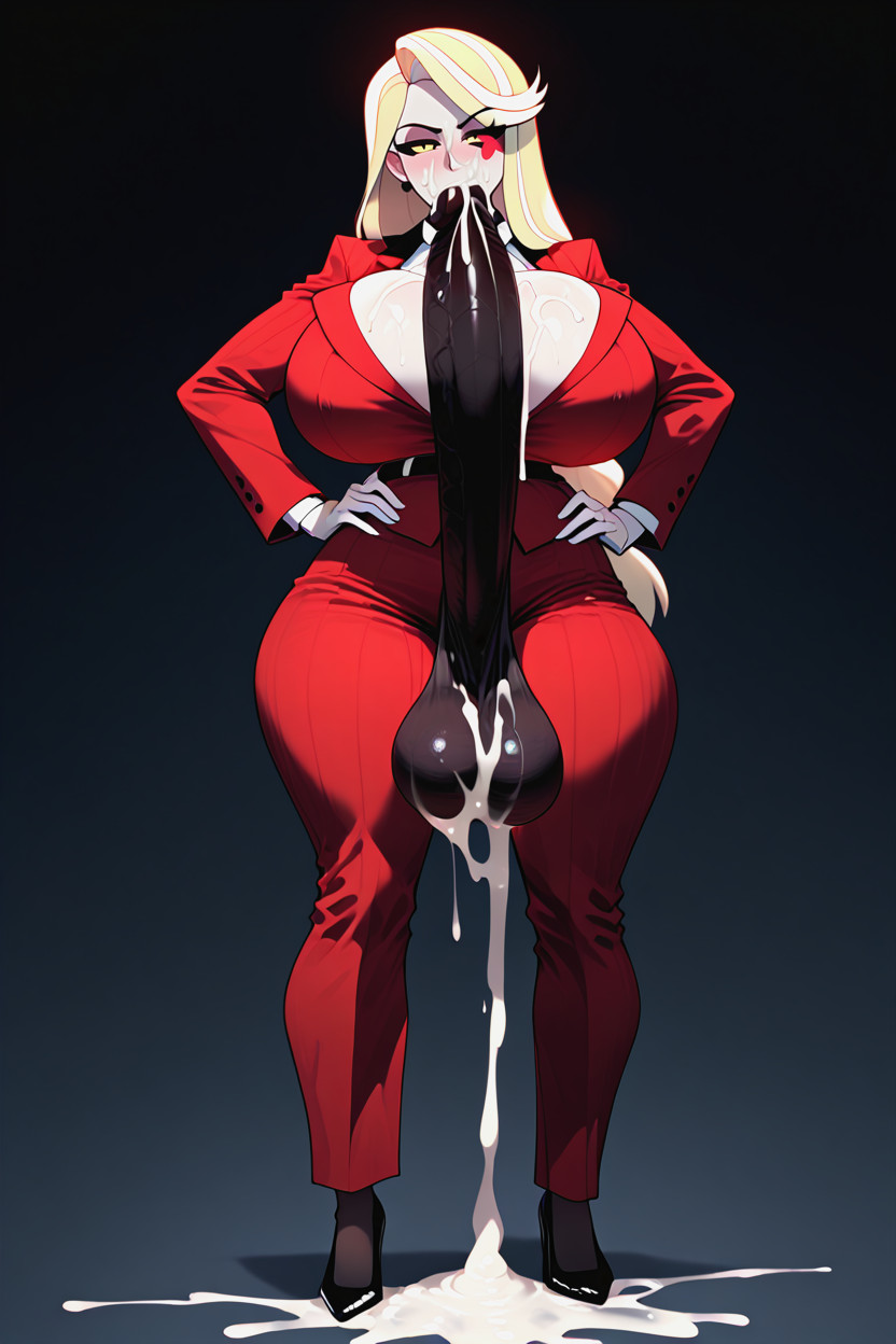 Hands On Hips, Pitch Black Penis, Cumming Shemale AI Porn
