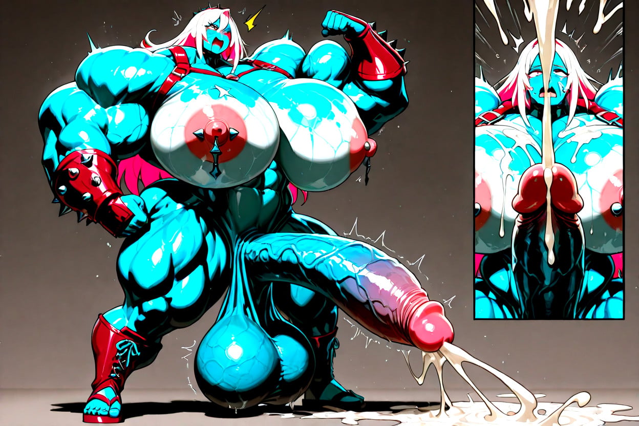 Gigantic Muscular Shoulders, 25+, Hair With Multicolored Highlights Shemale AI Porn
