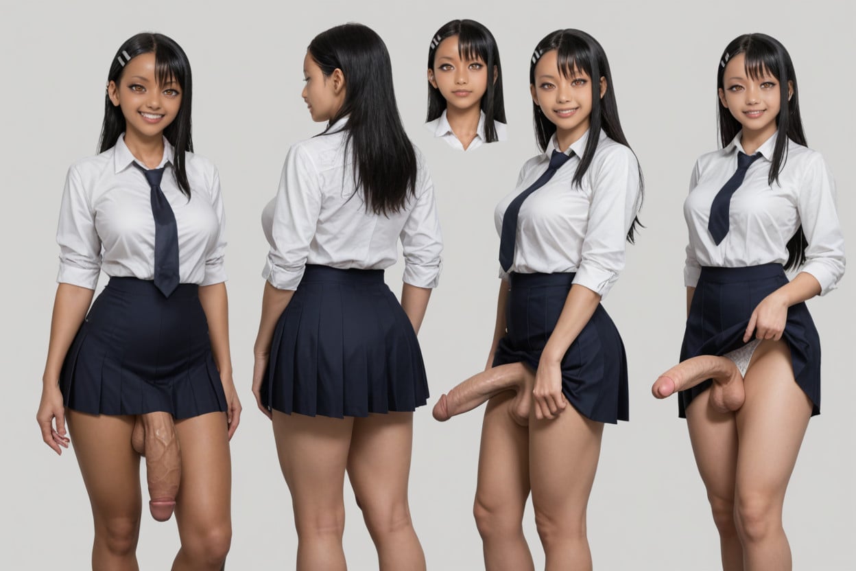 Huge Balls, Standing, Rough Sketch Style Shemale AI Porn